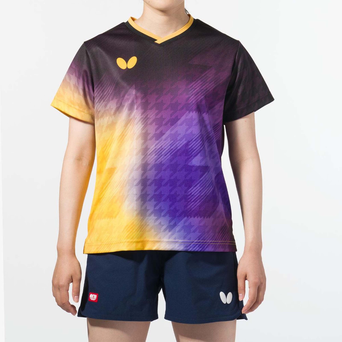 Butterfly Selasia Lady Shirt - Purple-Yellow - Front - Lifestyle